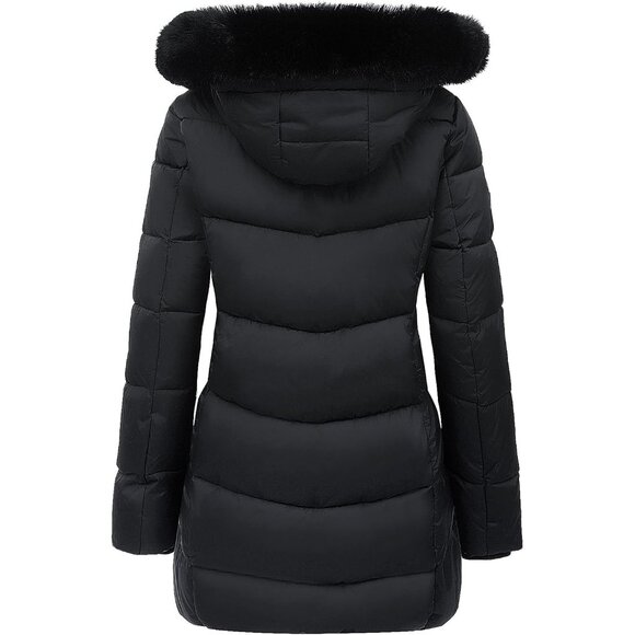 Women's Black Winter Windproof Warm Down Coats Waterproof Hooded Puffer Jacket - Picture 2 of 6
